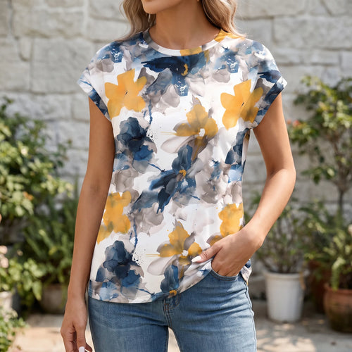 AuraBloom | Watercolor Floral Tunic Top