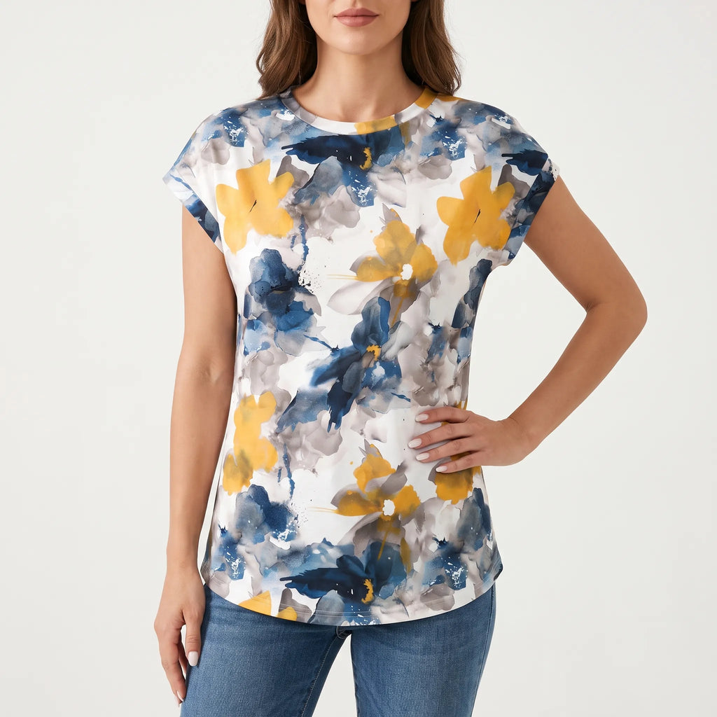 AuraBloom | Watercolor Floral Tunic Top