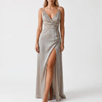 AuraGleam | Spaghetti Strap Wrap Maxi Dress