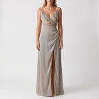 AuraGleam | Spaghetti Strap Wrap Maxi Dress