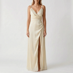AuraGleam | Spaghetti Strap Wrap Maxi Dress