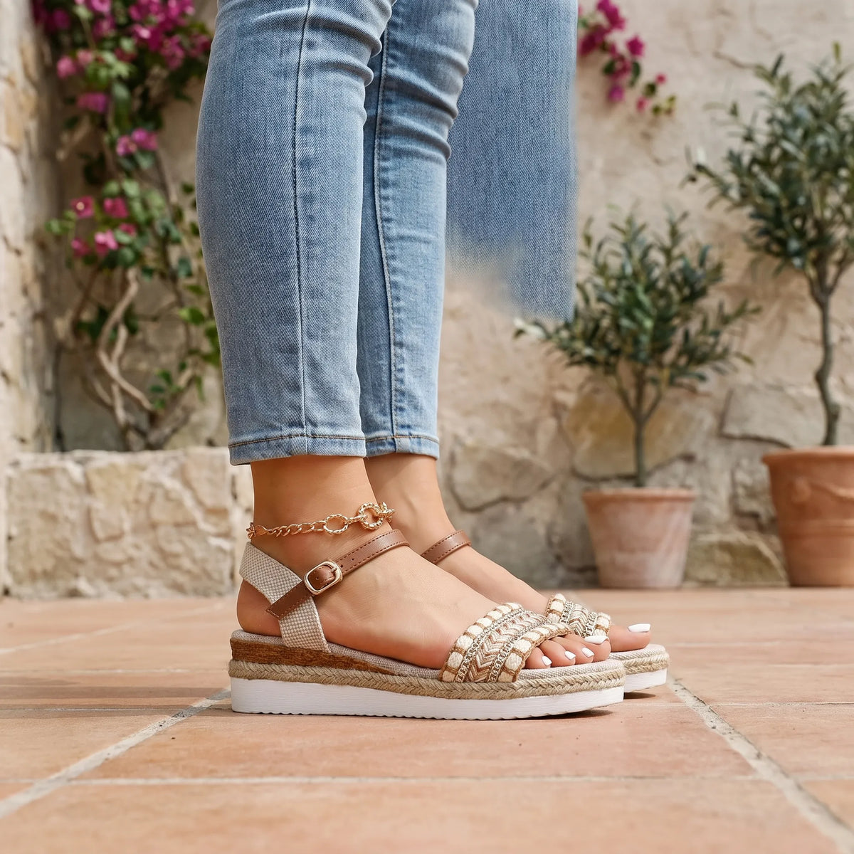 AuraWedge | Braided Wedge Sandals