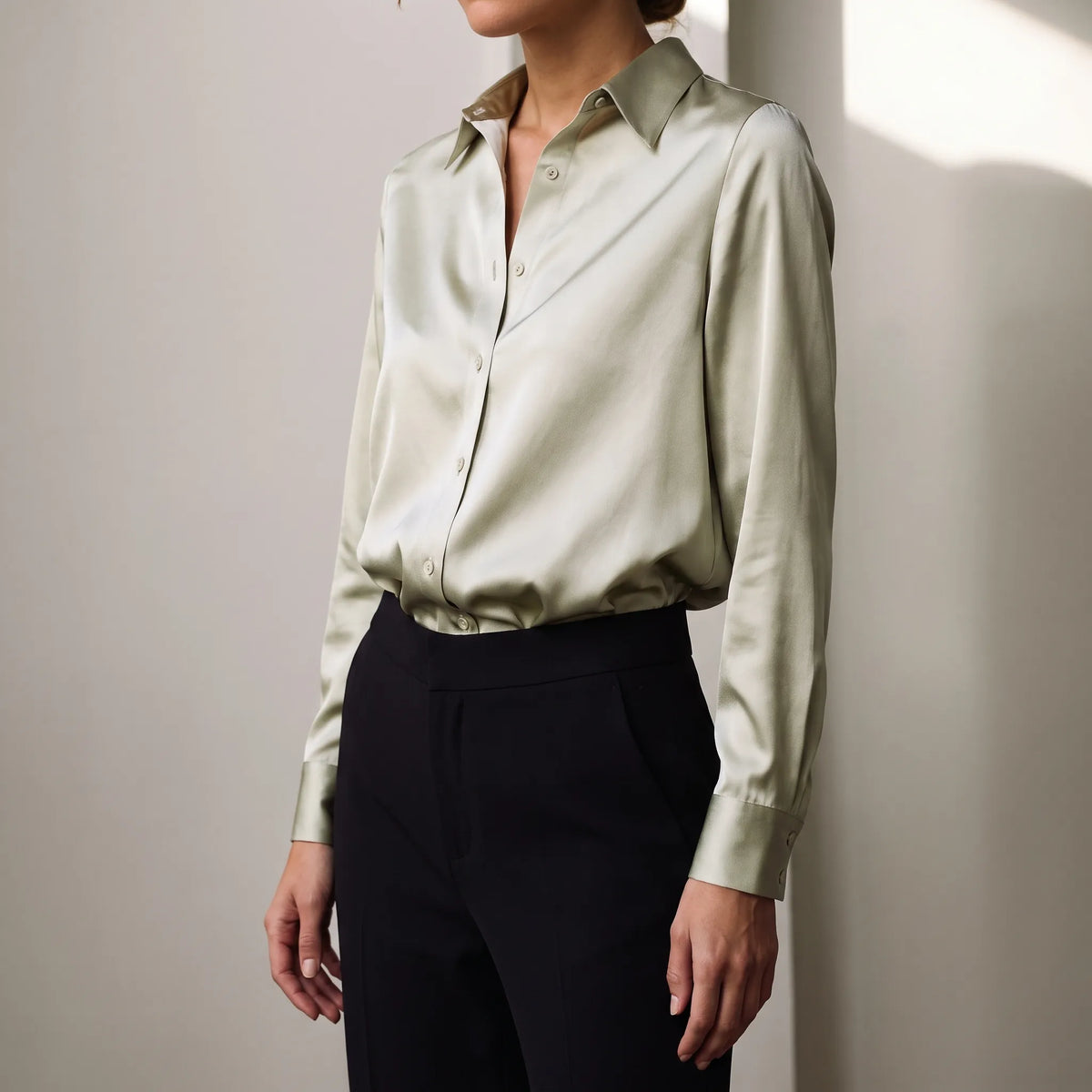 DrapeWeave | Long Sleeve Button Down Blouse