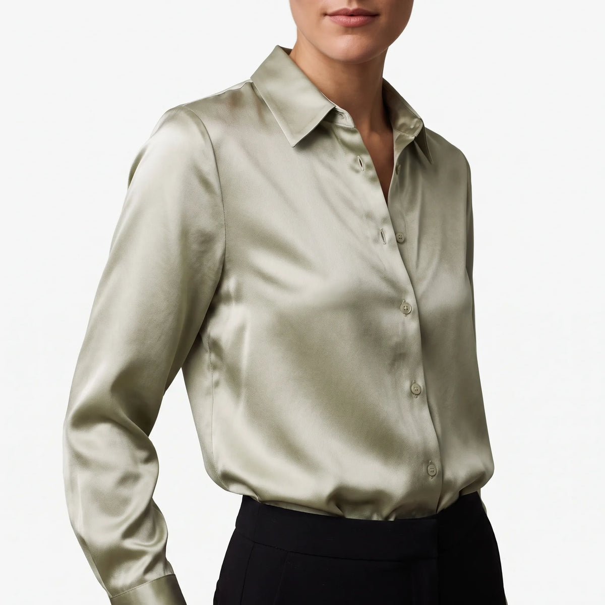 DrapeWeave | Long Sleeve Button Down Blouse
