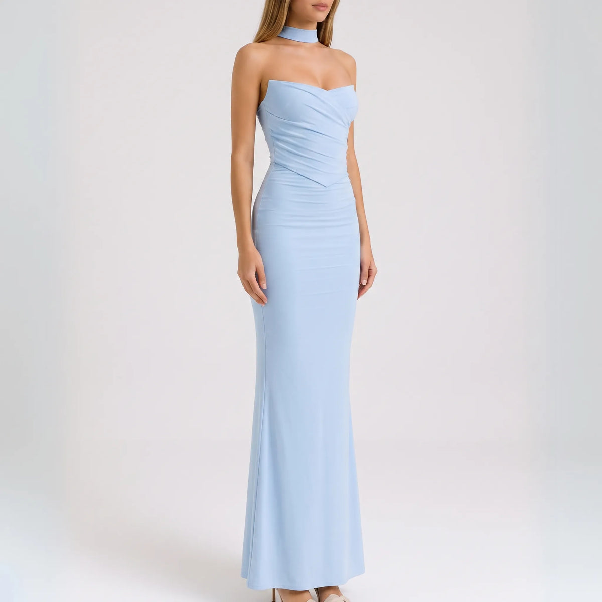 EvoraGown | Strapless Ruched Bodycon Maxi Dress