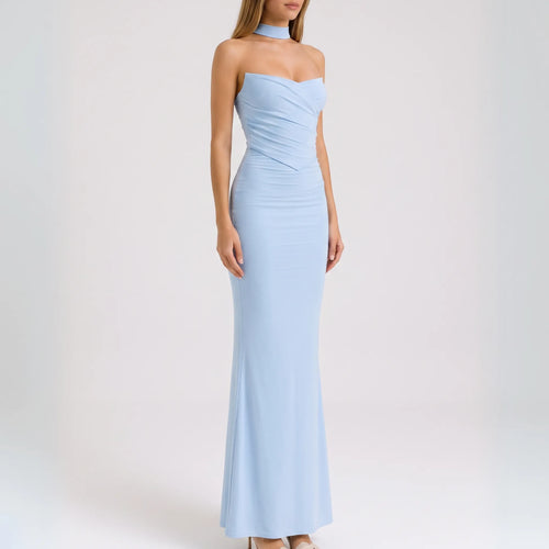 EvoraGown | Strapless Ruched Bodycon Maxi Dress