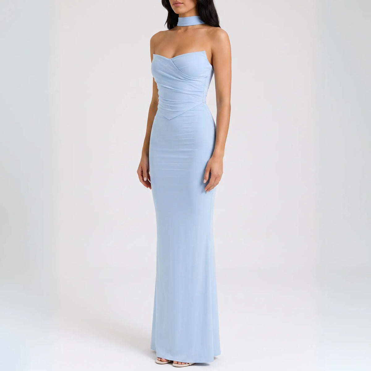 EvoraGown | Strapless Ruched Bodycon Maxi Dress