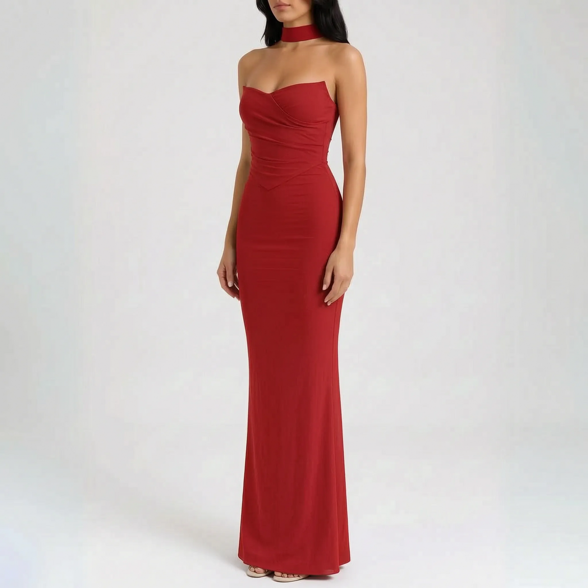 EvoraGown | Strapless Ruched Bodycon Maxi Dress