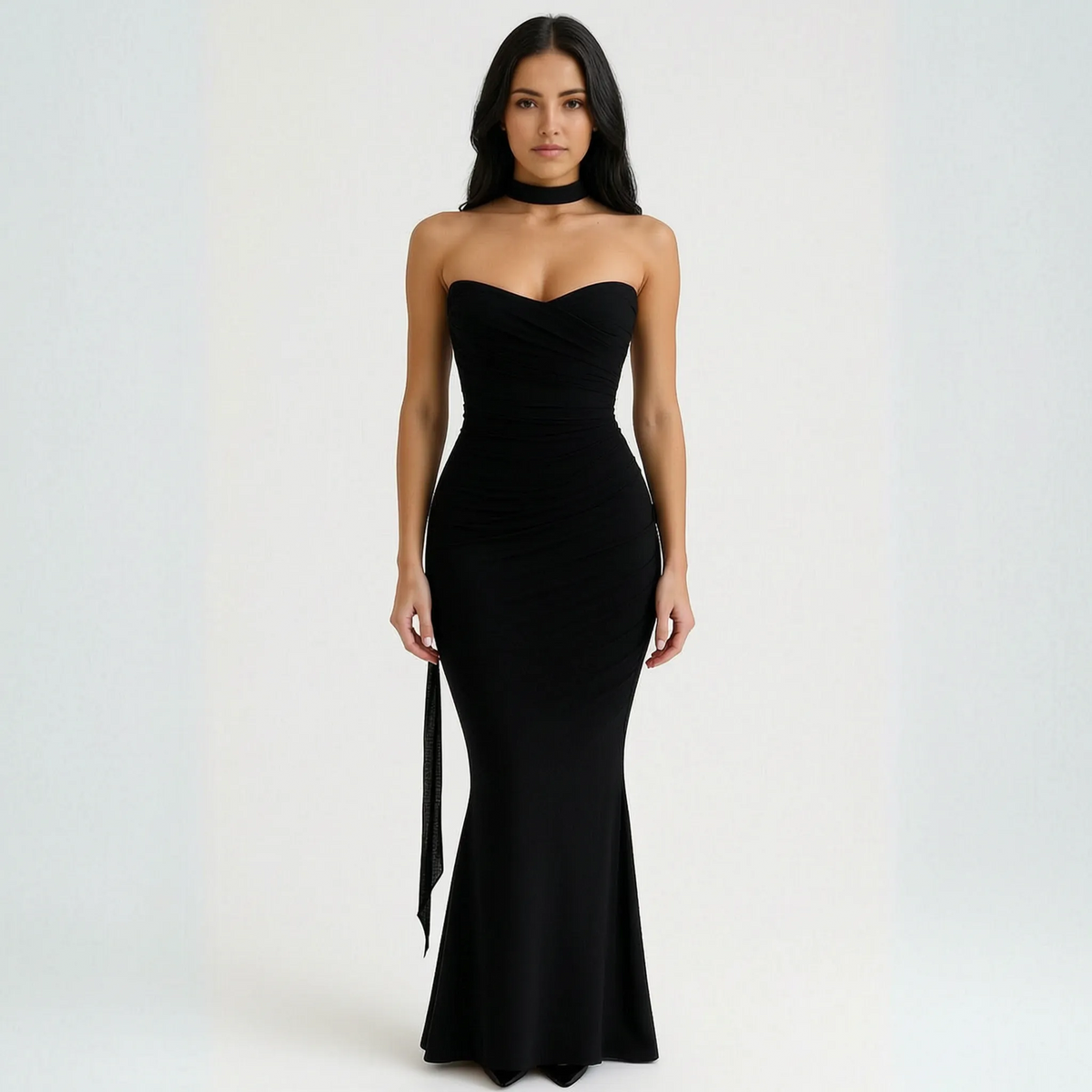 EvoraGown | Strapless Ruched Bodycon Maxi Dress