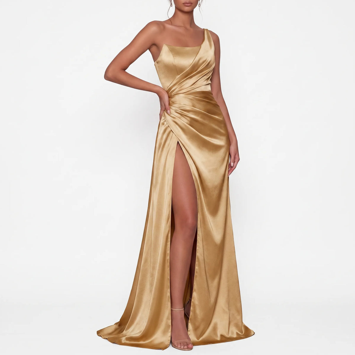 Glimmera | One Shoulder Ruched Formal Maxi Dress