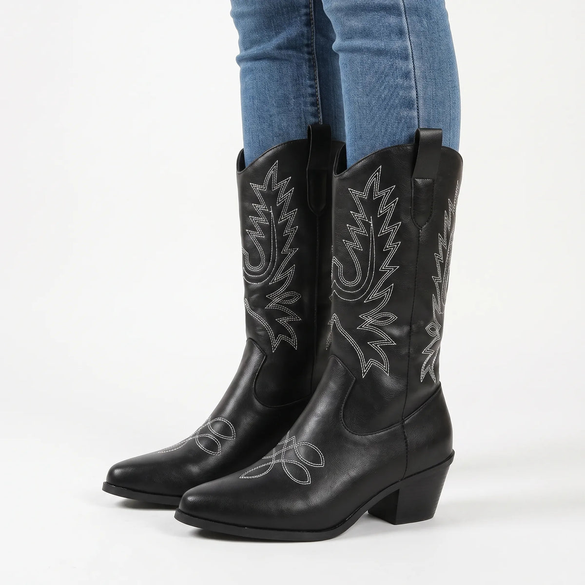 PrairieStrut | Embroidered Mid-Calf Cowboy Boots