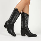 PrairieStrut | Embroidered Mid-Calf Cowboy Boots