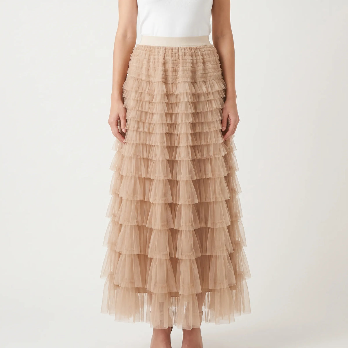 Tierla | High Waisted Tiered Maxi Skirt