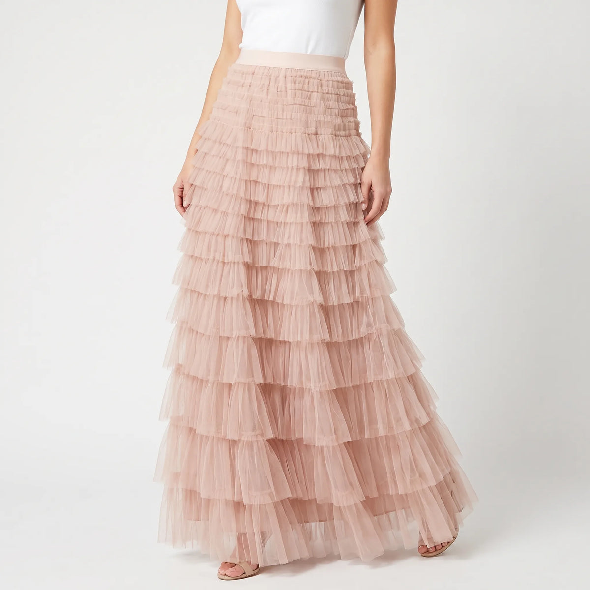 Tierla | High Waisted Tiered Maxi Skirt