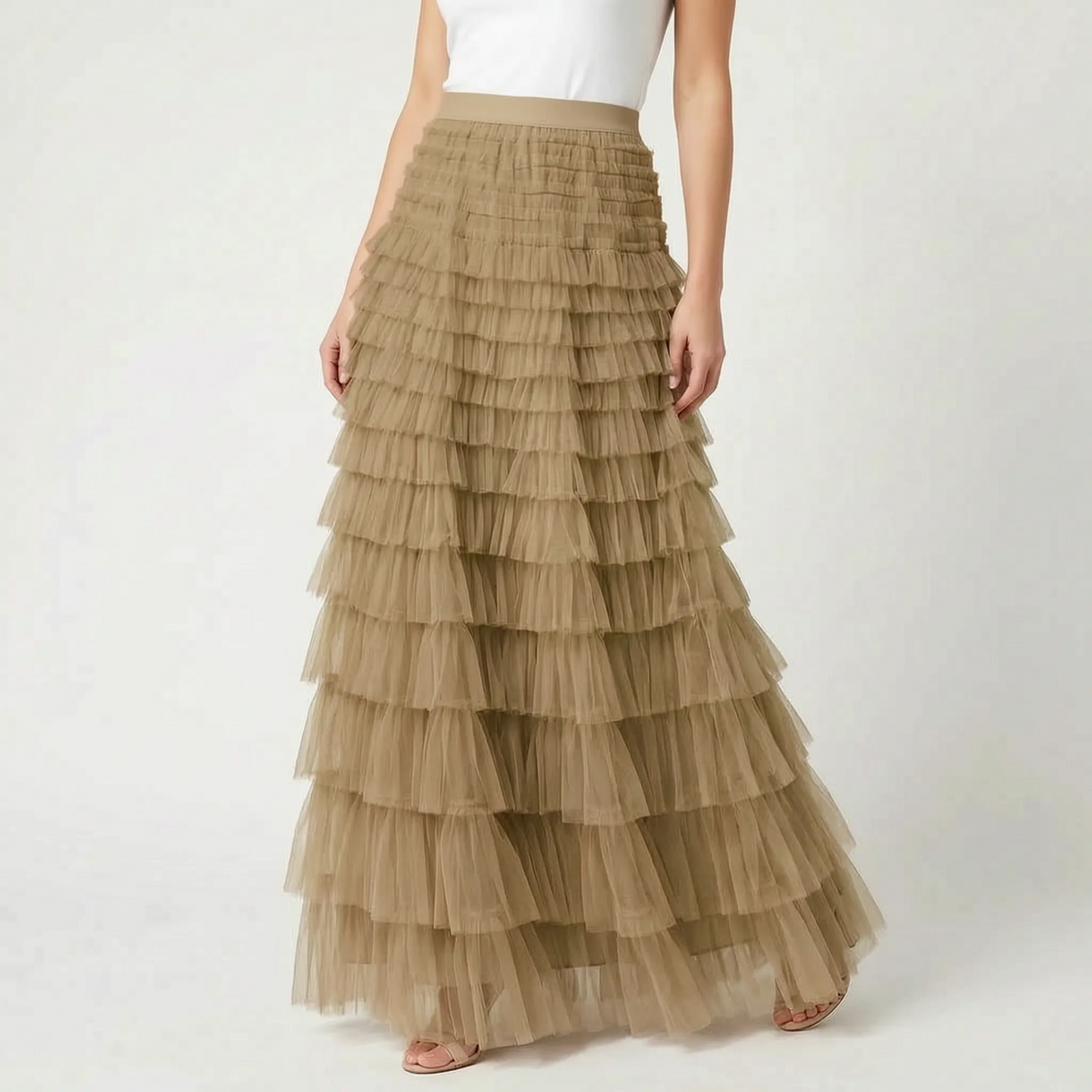 Tierla | High Waisted Tiered Maxi Skirt